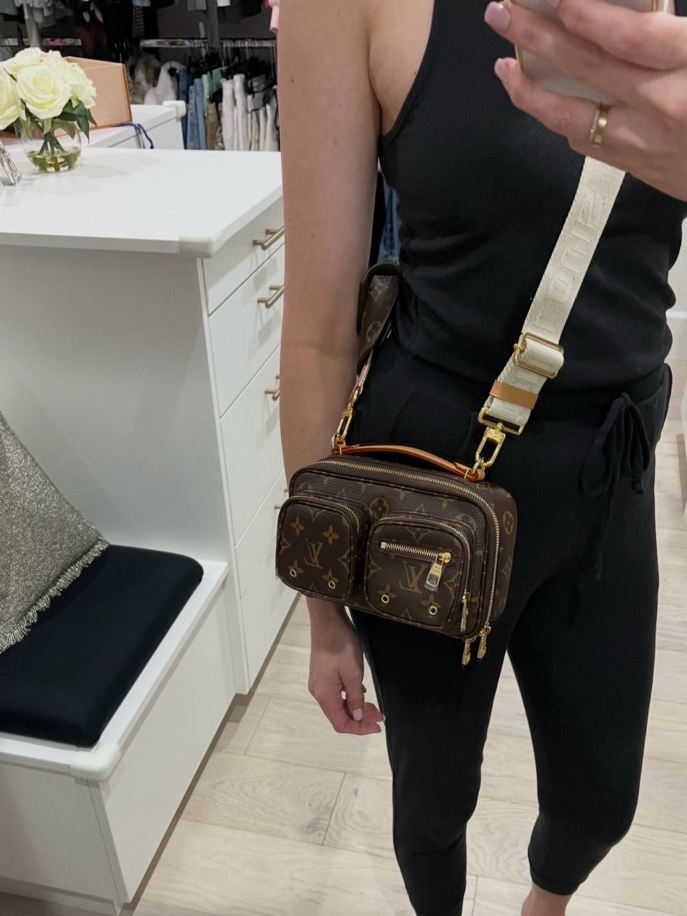 Louis Vuitton Brown Monogram Utility Crossbody Bag with Gold Hardware